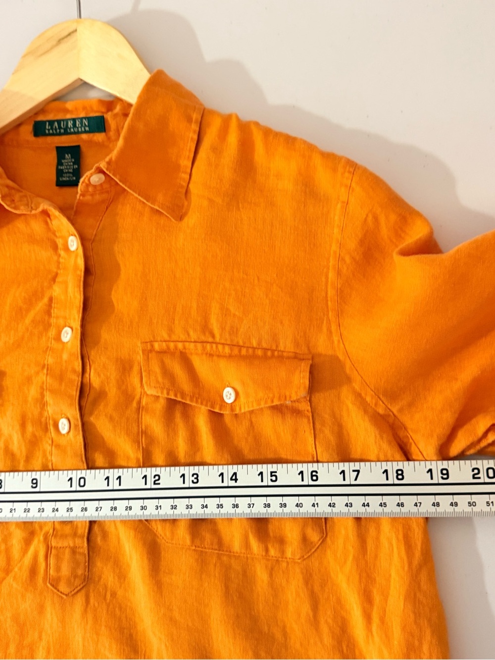 Ralph Lauren Orange Linen Button-Front Shirt - Picture 4 of 5